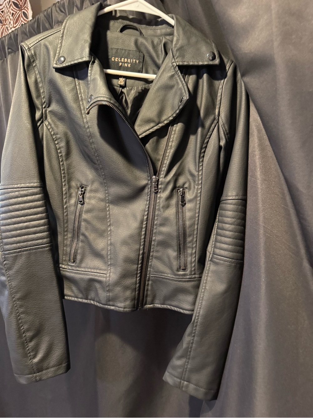Brand new ! Never worn Celebrity Pink Women's Black Faux Leather Moto Jacket